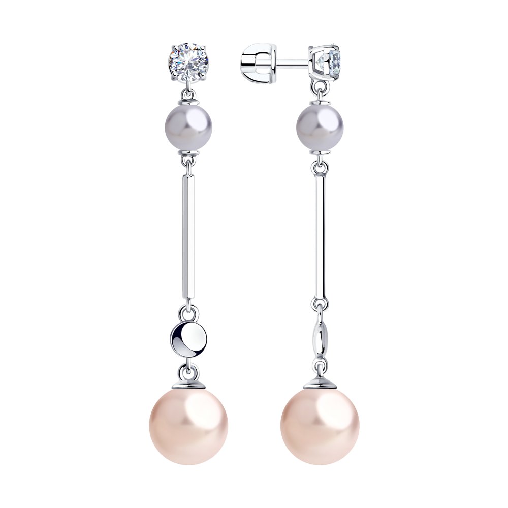 

Серьги SOKOLOV из серебра с жемчугом Swarovski и фианитами