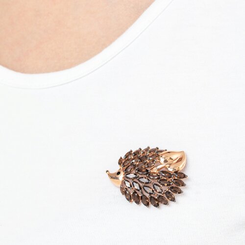 Брошь из серебра с эмалью с раухтопазами - фото 5