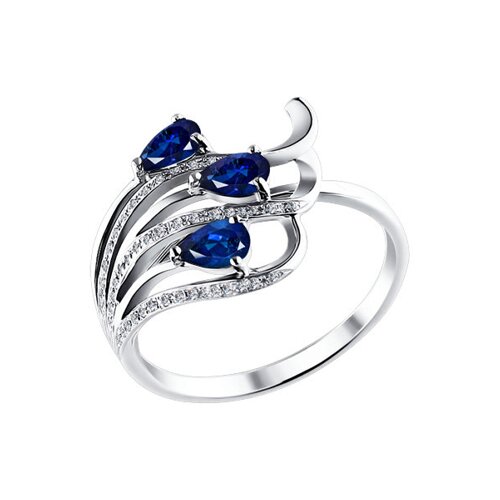 Кольцо SOKOLOV из белого золота с бриллиантами и сапфирами