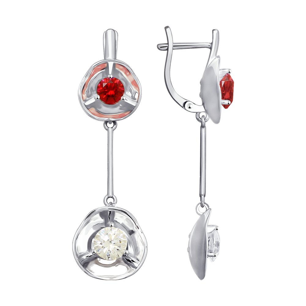 

Серьги SOKOLOV из белого золота с бесцветными и красными Swarovski Zirconia