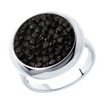 Серебряное кольцо с чёрными кристаллами Swarovski