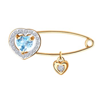 Брошь SOKOLOV из золота с топазом и фианитами 7500₽