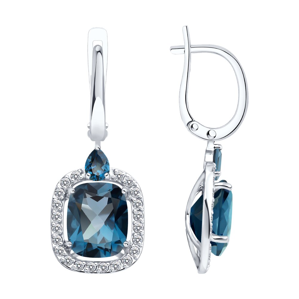 Серьги SOKOLOV из белого золота с лондон топазами и фианитами 204990₽