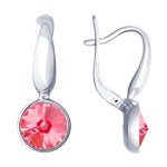 Серьги из серебра с розовыми кристаллами Swarovski