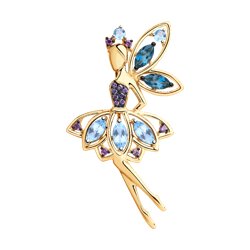 Брошь SOKOLOV из золота с топазами и фианитами 35000₽