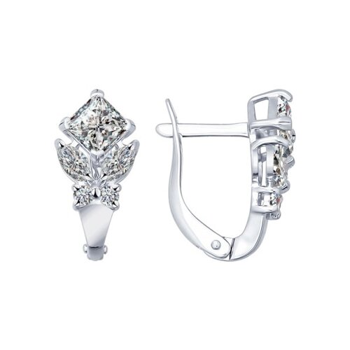 Серьги из серебра с фианитами