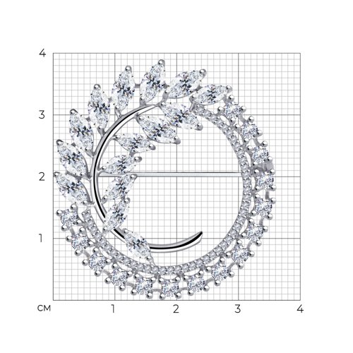 Брошь из серебра с фианитами - фото 4
