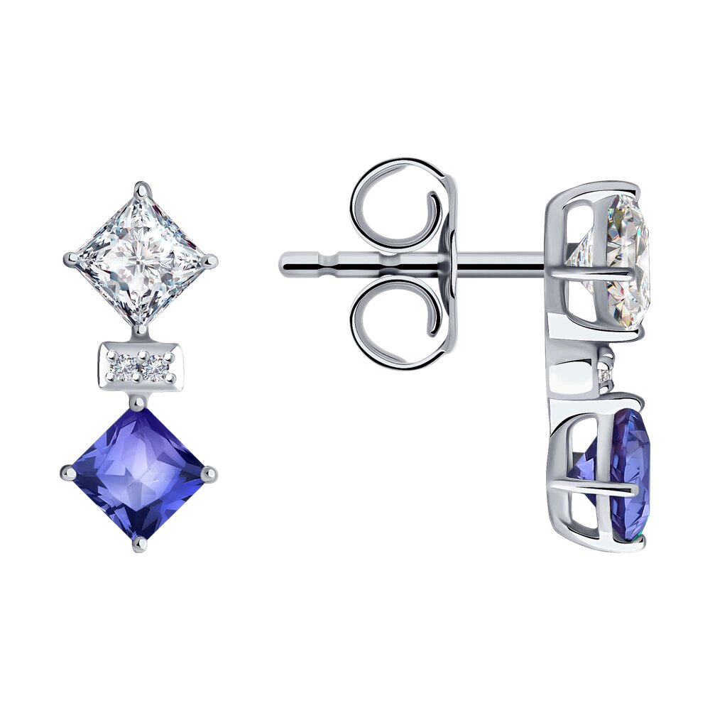 Серьги SOKOLOV из белого золота с бриллиантами и топазами Swarovski