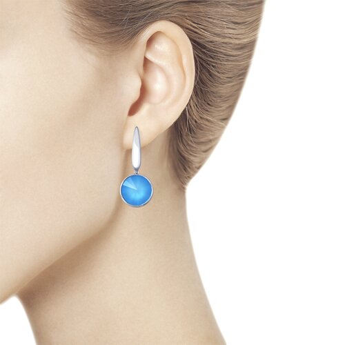 Серьги из серебра с голубыми кристаллами Swarovski