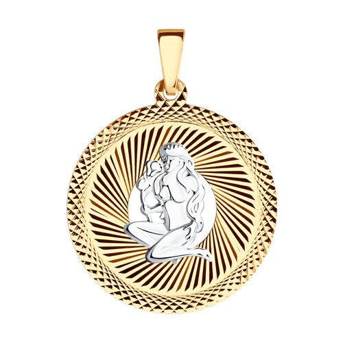 Подвеска "Дева" из комбинированного золота с алмазной гранью 032330 sokolov фото