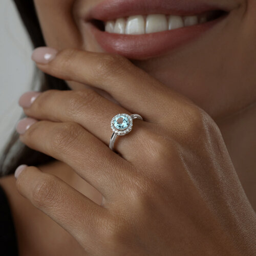 Кольцо из серебра с топазом и фианитами - фото 4