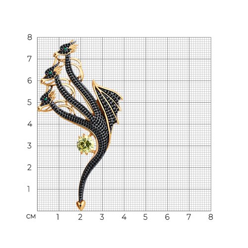 Брошь из золочёного серебра с фианитами - фото 4