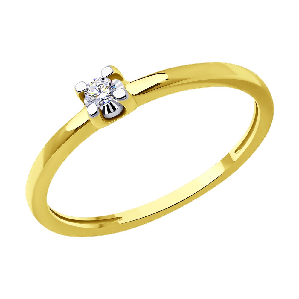 Кольцо SOKOLOV Diamonds из комбинированного золота с бриллиантом