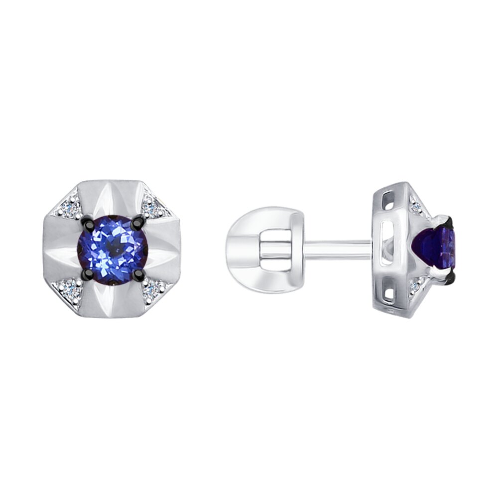 

Серьги SOKOLOV Diamonds из белого золота с бриллиантами и танзанитом