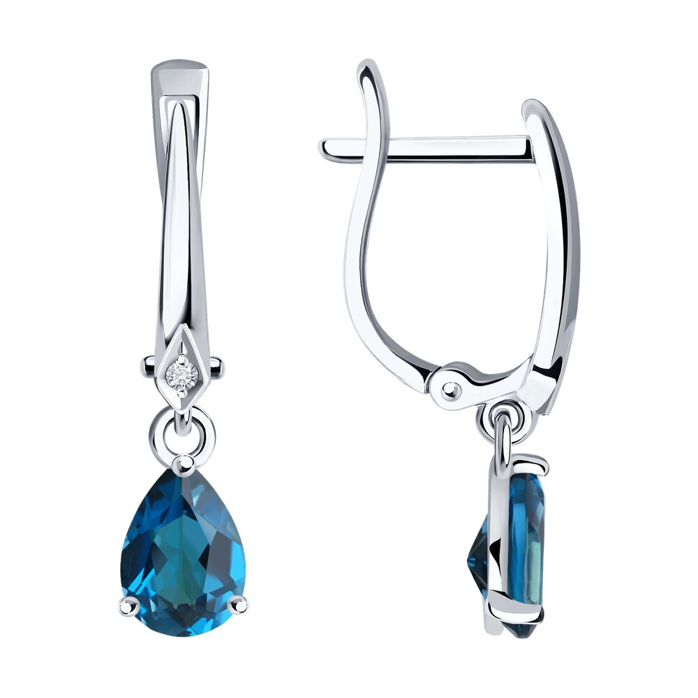 

Серьги SOKOLOV Diamonds из белого золота с бриллиантами и лондон топазами
