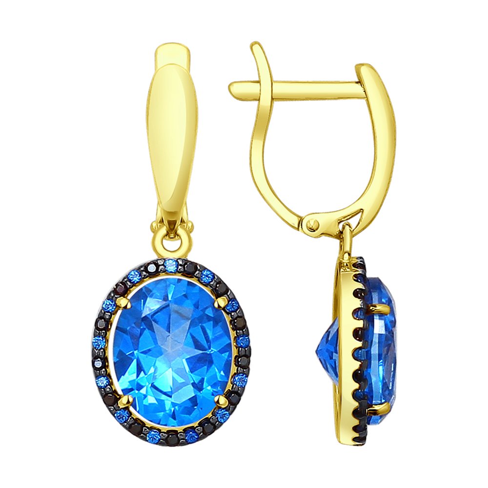 

Серьги SOKOLOV из желтого золота с голубыми топазами Swarovski