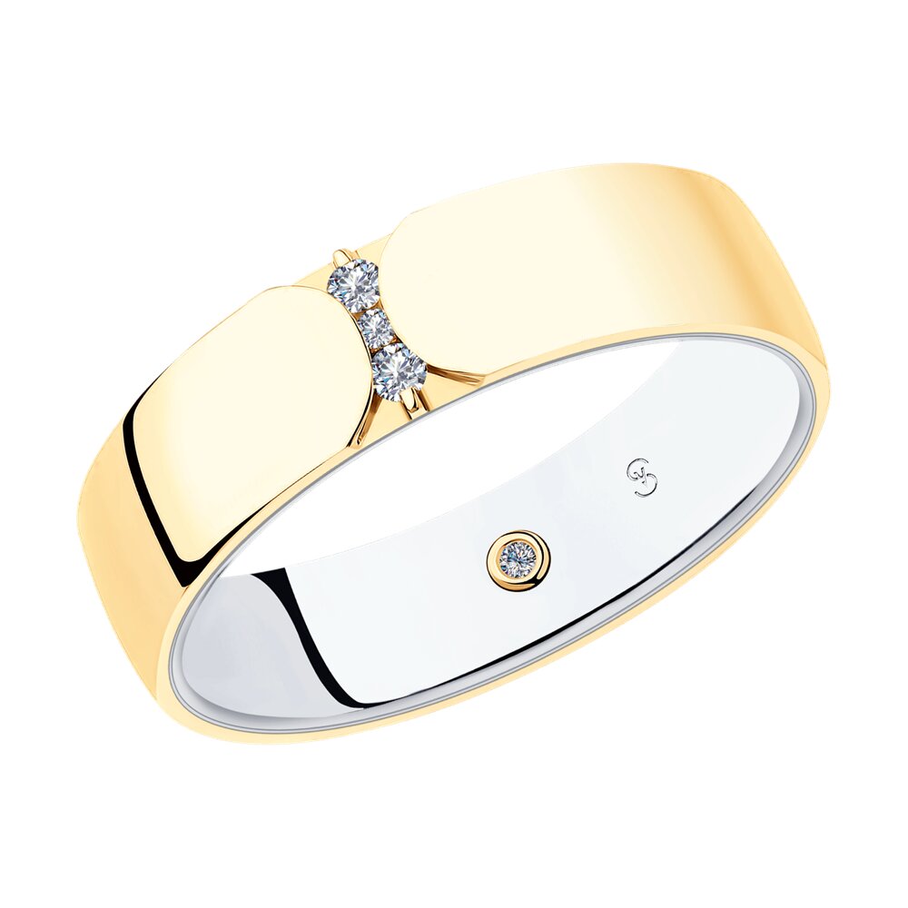 Обручальное кольцо SOKOLOV Diamonds из комбинированного золота с бриллиантами , comfort fit