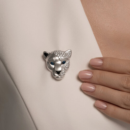 Брошь из серебра с фианитами и эмалью - фото 3