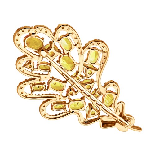 Брошь из золочёного серебра с цитринами и фианитами - фото 2