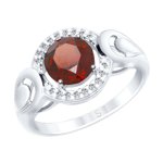 Кольцо из серебра с гранатом и фианитами