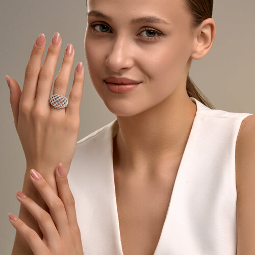 Кольцо из серебра с фианитами - фото 5