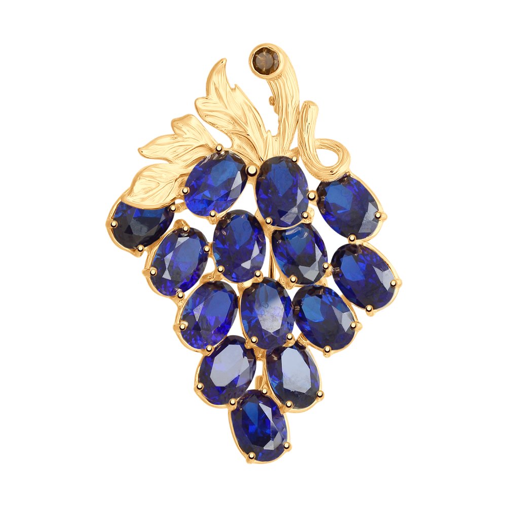 

Брошь SOKOLOV из золота с раухтопазом и синими корундами (синт.)