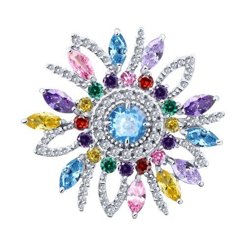 Брошь из серебра с фианитами - фото 1