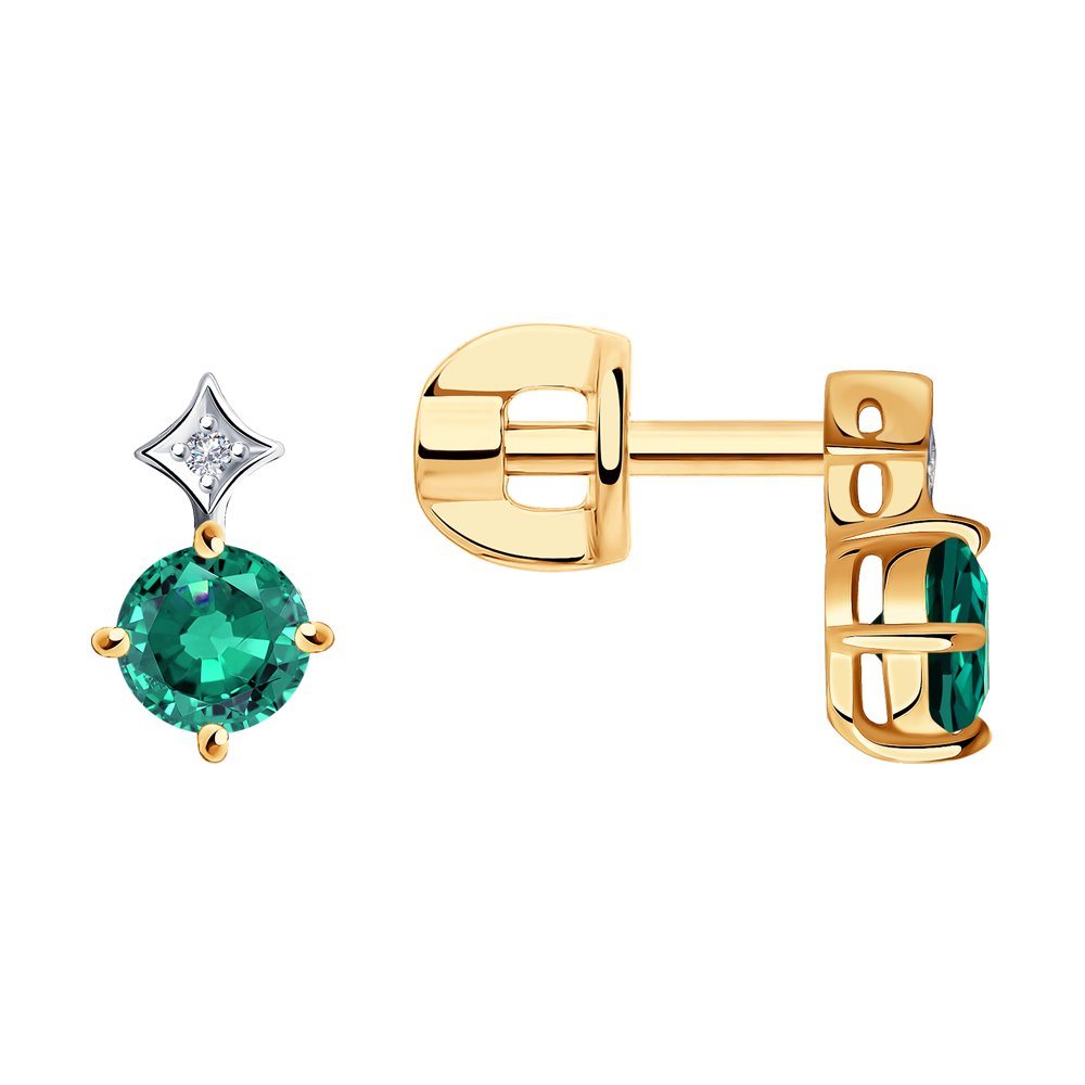 

Серьги SOKOLOV Diamonds из золота с бриллиантами и изумрудом гидротермальным