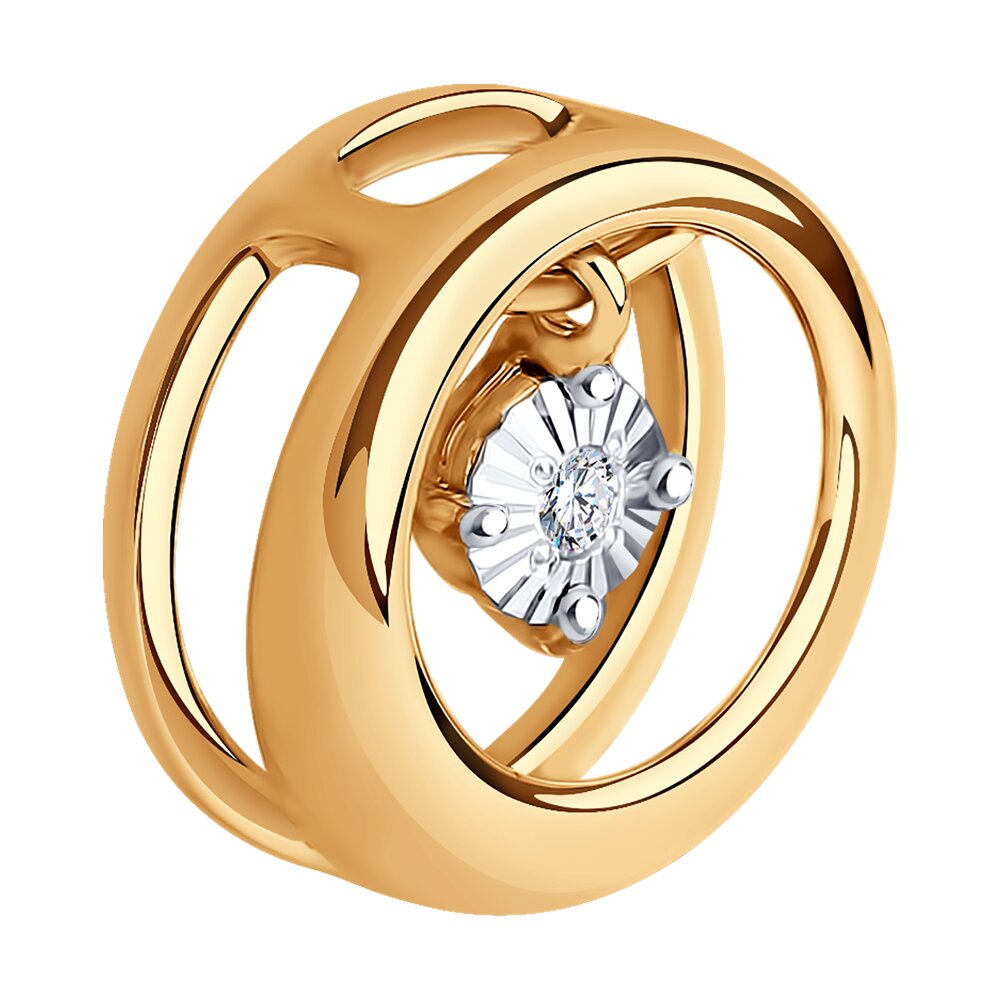 фото Подвеска sokolov diamonds из комбинированного золота с алмазной гранью с бриллиантом