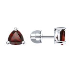 Серьги-пусеты из серебра с гранатами
