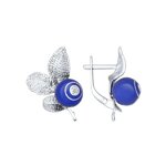 Серьги из серебра с эмалью с фианитами