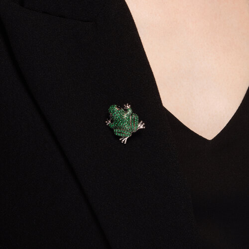 Брошь из серебра с фианитами и эмалью - фото 3