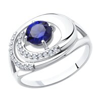 Кольцо из серебра с корундом и фианитами