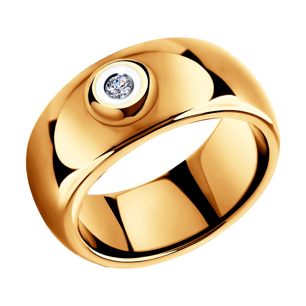 фото Керамическое кольцо с золотом и бриллиантом sokolov diamonds