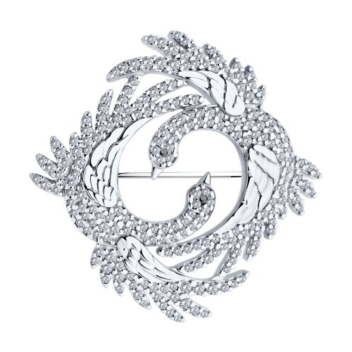 Брошь из серебра с фианитами - фото 1