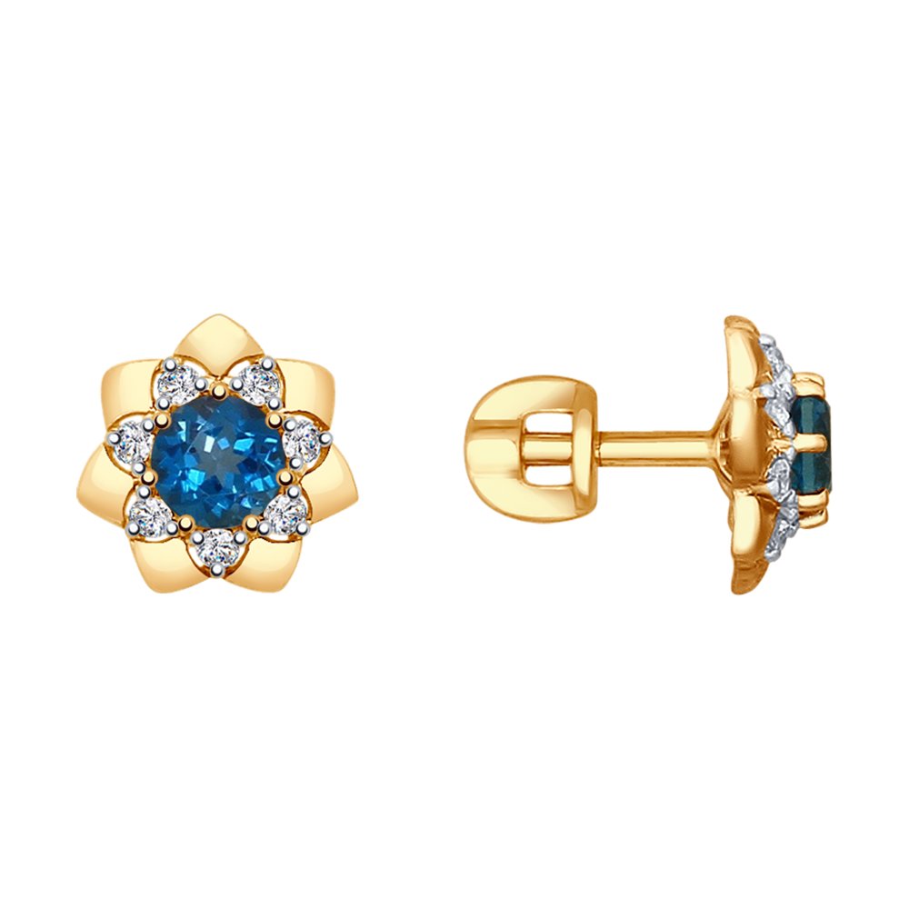 

Серьги SOKOLOV из золота с синими топазами и Swarovski Zirconia