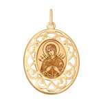 Золотая иконка с ликом Божьей Матери Семистрельной