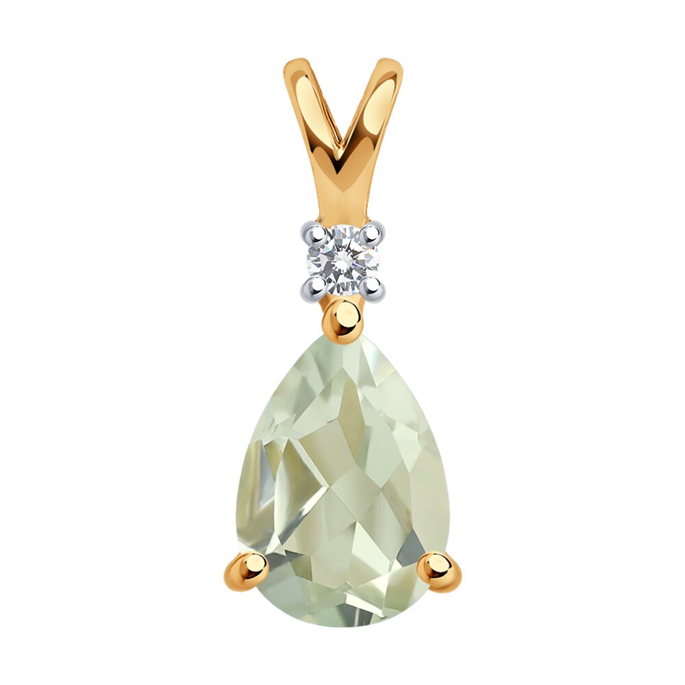 

Подвеска SOKOLOV Diamonds из золота с бриллиантом и празиолитом