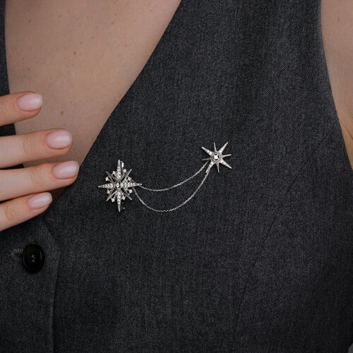 Брошь из серебра с фианитами - фото 3