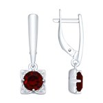 Серьги из серебра с гранатами и фианитами