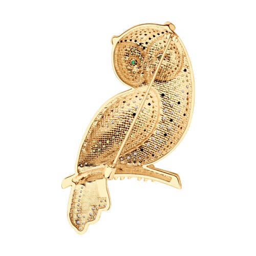 Брошь из золочёного серебра с фианитами и эмалью - фото 2