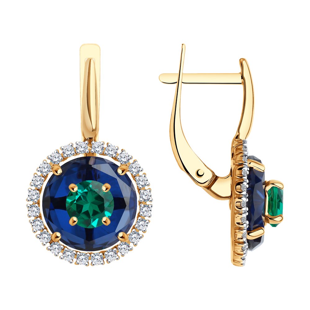 

Серьги SOKOLOV из золота с изумрудами, ситаллами и фианитами