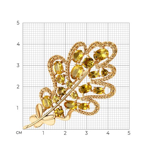 Брошь из золочёного серебра с цитринами и фианитами - фото 4