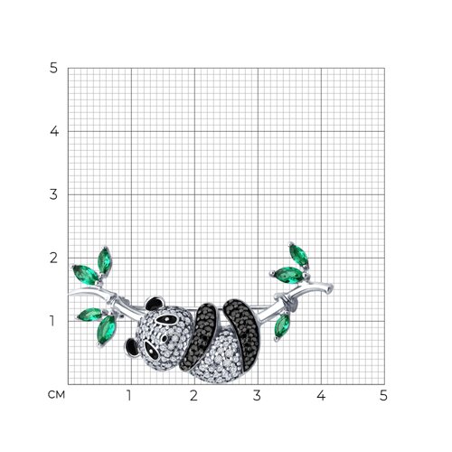 Брошь из серебра с фианитами и эмалью - фото 4