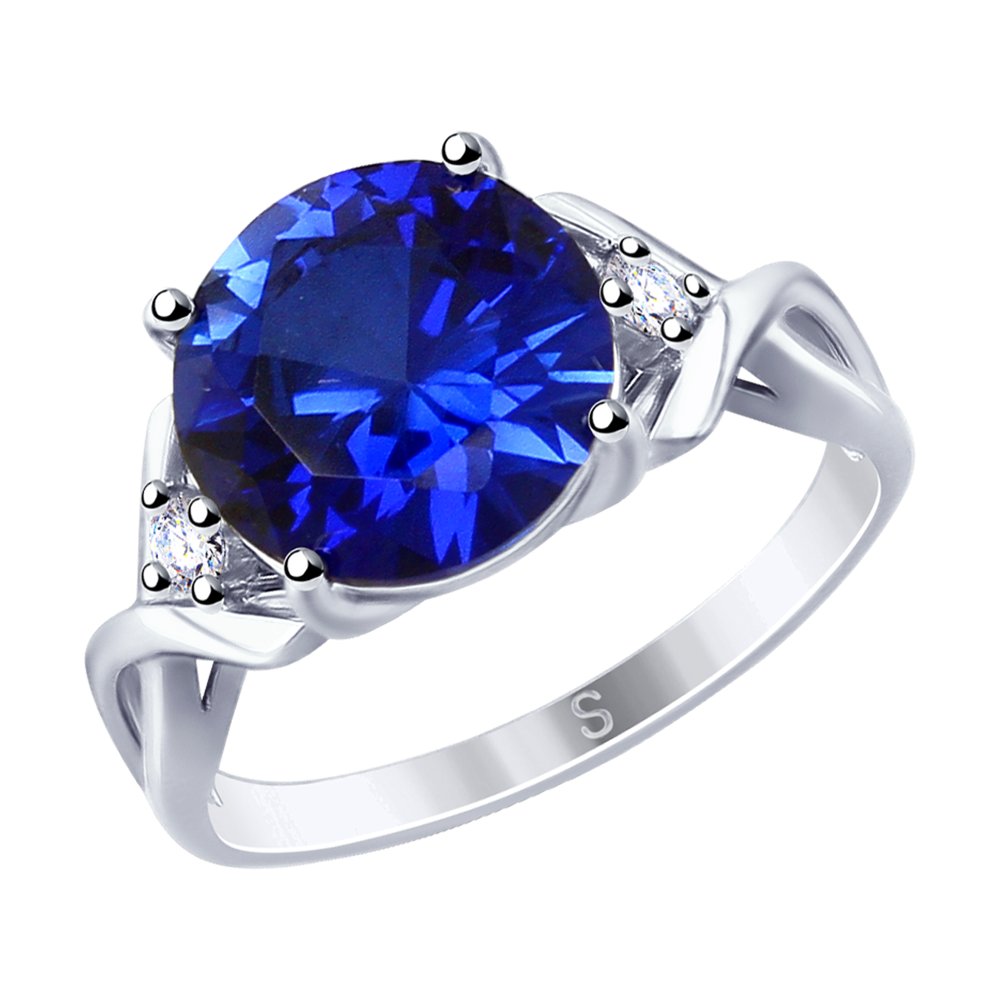 

Кольцо SOKOLOV из серебра с синим корундом (синт.) и фианитами