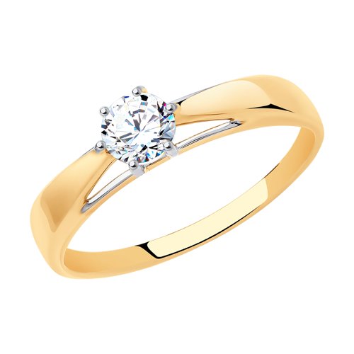 Помолвочное кольцо из золота с фианитом 017494 SOKOLOV фото