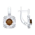 Серьги из серебра с раухтопазами и фианитами