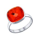 Кольцо из серебра с оранжевым кристаллом swarovski