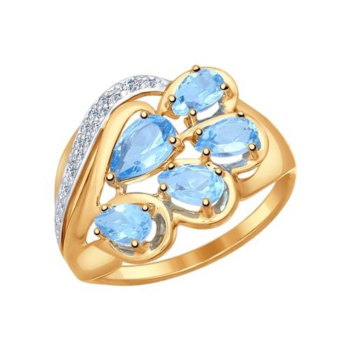 

Кольцо SOKOLOV из золота с голубыми топазами и фианитами