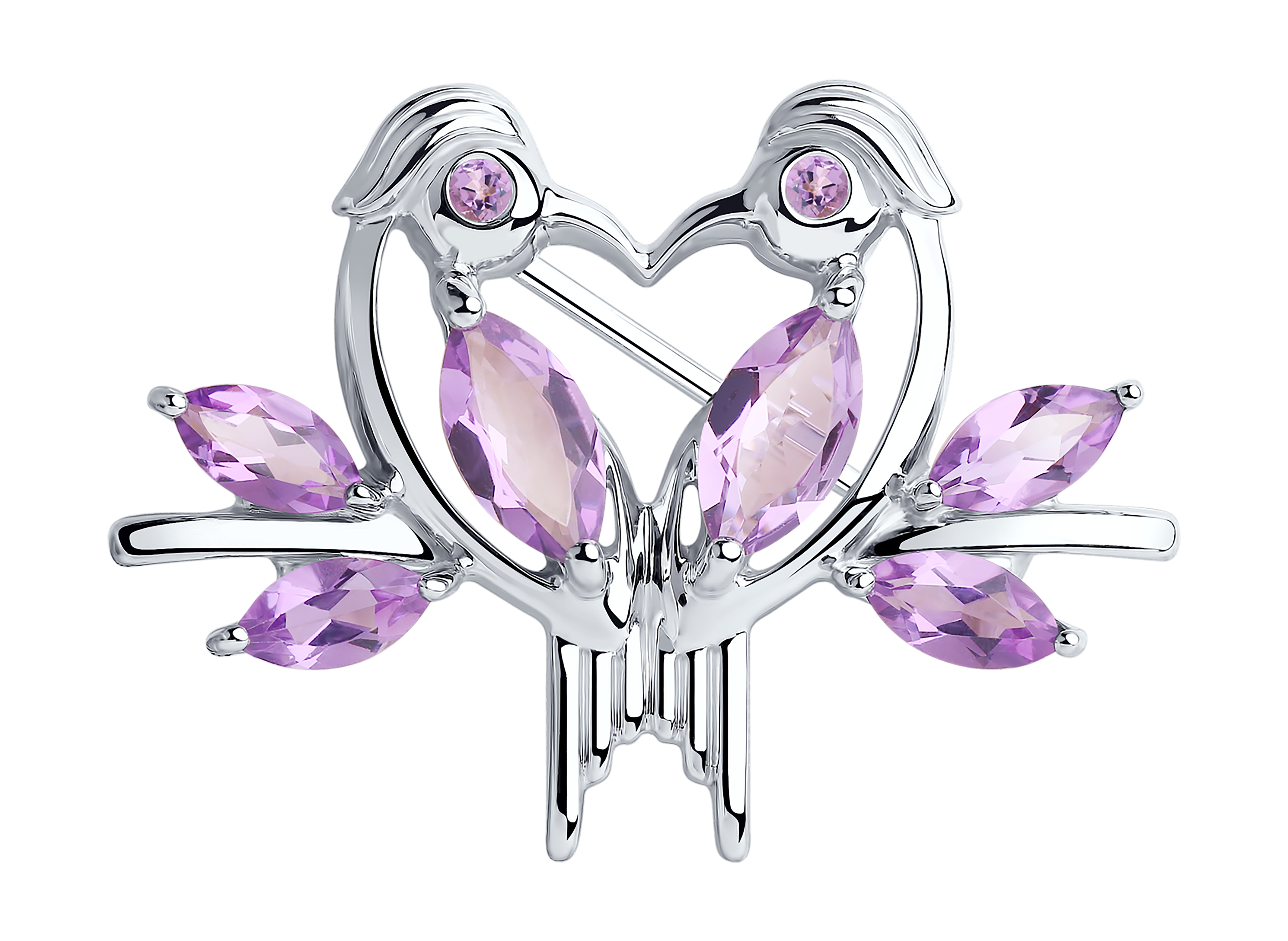 Брошь SOKOLOV из серебра с аметистами и фианитами 3100₽